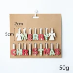 گیره عکس چوبی کریسمس 16 عددی مدل Merry Christmas