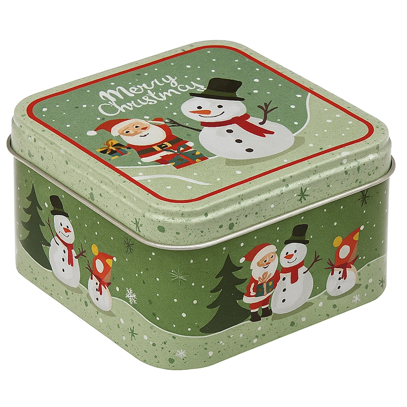 metal-box-green-christmas-1 قوطی فلزی کریسمس طرح آدم برفی گل مصنوعی 1001 تهران